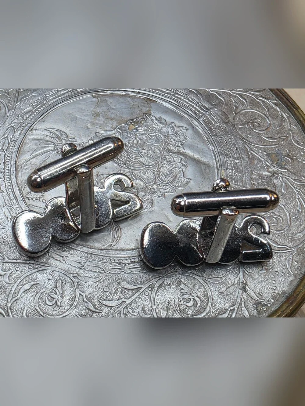 Vintage Y2K Millennium 2000 Silver Tone Rhinestone Cufflinks